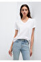 V-Neck White Basic T-Shirt Regular Fit / Normal Cut 166248-620 - 2