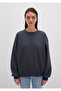 Crew Neck Navy Blue Basic Sweatshirt 1610198-70726 - 3