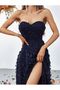 3D Daisy Strapless Long Evening Dress - 2