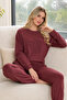 Claret Red Book Patterned Cashmere Pajama Set