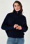 Standard Fit Balloon Sleeve Zippered Thessaloniki Knitted Cardigan Women's Cardigan 4615562 - 7