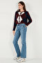 Regular Fit Crew Neck Diamond Patterned Buttoned Crop Cardigan Women's Cardigan 4615570 - 3