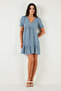 Regular Fit V-Neck Balloon Sleeve Patterned Mini Dress Women's Dress 67810045 - 4