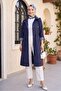 Lined Striped Trench Coat -Navy - 3
