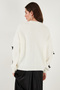 Oversize Fit V-Neck Bow Detailed Buttoned Cardigan Women's Cardigan 4615577 - 7