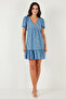 Regular Fit V-Neck Balloon Sleeve Patterned Mini Dress Women's Dress 67810045 - 6