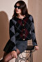 Regular Fit Crew Neck Diamond Patterned Buttoned Crop Cardigan Women's Cardigan 4615570 - 2