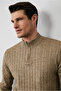 Half Turtleneck Zippered Regular Fit Patterned Knit Sweater - 5