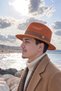 Men's Seasonal Vintage Tile Orange Fedora Hat |   Stylish Felt Fedora Design with Belt - 4