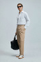 Fredico Smart Men's Chino Pants Comfort Pleated Stone - 2