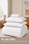Stripe Comforter Set- Ultra Soft Brushed Microfiber Fabric, Soft Siliconized Fiber Filling - 3