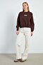 3 Thread Heart Embroidered O Oversized Sweatshirt - 4