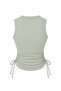 Women's Stone Color Front Zipper Adjustable Side Gathered Lycra Sleeveless Crop Top (95% Cotton) - 2