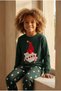 Boy's Santa Claus Christmas Themed Sweatshirt Pajama Top Green - 2
