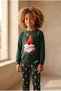 Boy's Santa Claus Christmas Themed Sweatshirt Pajama Top Green