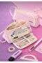 Pen Holder Pencil Case Multi-Functional School Pen Holder Canvas Pink - 4