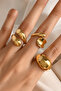 3-Piece Combination Water Drop Form Design Gold Ring Set - 3