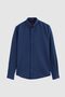 Ds Damat Slim Fit Indigo Oxford Buttoned Collar Easy-Ironing Cotton Shirt with Embroidery Detail - 4