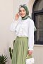 Ruffled Front Scalloped Sleeve Elasticated Blouse -White - 3