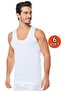 0001 Seher Men's Combed Cotton Undershirts 6 Pack White - 3