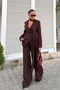Coffee Shawl Detailed Waist-Fitted Jacket and Pants Women's Suit