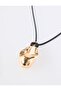 Gold Color Adjustable Necklace with Metal End Detail - 2