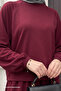 Basic Piped Skirted Modal Suit Claret Red - 2