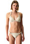 Beige Devon Gathered Side Glitter Mid-Waist Bikini Bottom - 3