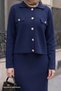 Navy Blue Knitwear Suit with Jacket and Dress - 3