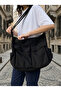 Women's Double Pocket Adjustable Strap Messenger Bag Black - 4