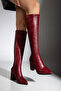 Gemma Heeled Pointed Toe Stretch Boots Burgundy - 3