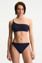 Navy Blue Hailey One-Shoulder Textured Bikini Top - 6