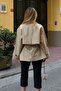 معطف قصير بدون أكتاف كبير الحجم من Camel - 9580 - 5
