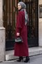 Long Balloon Sleeve Burgundy Knit Dress - 3