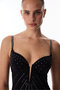 Black Satin Deep V Wire Bodysuit - 2