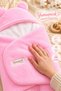 0-6 Months Pink Fiber Inside and Ears on the Outside Baby Girl Swaddle Plush Welsoft Fabric Newborn Hospital Release Sleeping Bag - 2