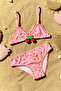 Girl's Pink Picnic Triangle Fruit Patterned Bikini Set