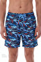 Men's Striped Fish Patterned Swim Shorts