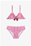 Girl's Pink Picnic Triangle Fruit Patterned Bikini Set - 2
