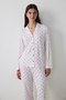 Off-White Bow Patterned Shirt Collar Long Sleeve Thermal Effect Pajama Set - 2