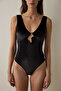 Black Deep V Velvet Bodysuit - 3