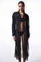 Black Iyos Chiffon Long Sleeve Maxi Shirt - 6