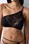 Single Shoulder Padded Black Bra - 3