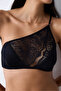 Single Shoulder Padded Black Bra - 4