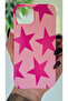Pink Star Pattern Shock Absorbing Pink Star Silicone Phone Case Compatible with iPhone 13 / 14