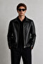New Season Black Men's High Quality Timeless Design Leather Jacket - 3