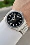 Men's Wristwatch with Black Dial and Silver Color Strap, Gift Boxed - 4