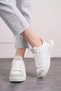 Daily White Stone Women's Sneaker Lace-Up Serrated Sole Suede Detailed Walking Sports Shoes 07