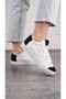Casual White Black Women's Sneaker Lace-Up Serrated Sole Suede Detailed Walking Sports Shoes 07 - 5
