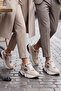 Urban Motion Black and White Thick Sole Beige Color Sneaker - 2